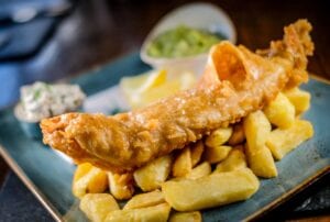 nelsons bar deep fried battered north sea haddock and chips