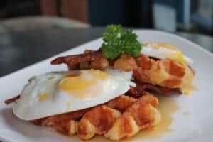 The Suburbs Brunch Bacon And Egg Waffles