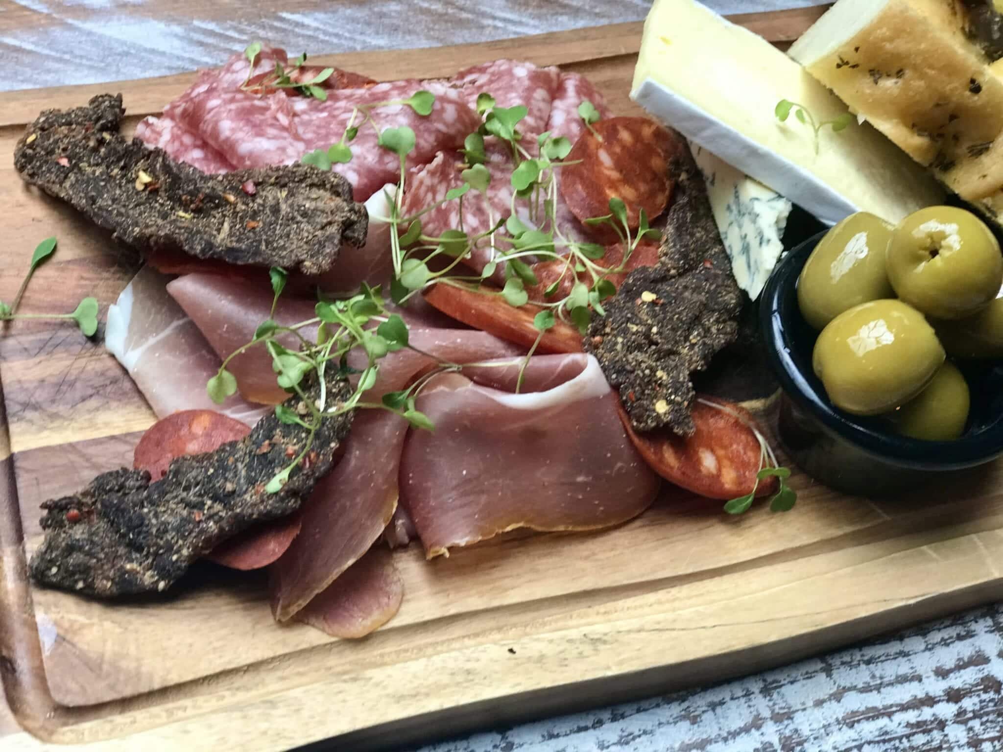 the suburbs platter meat cheese homemade foccacia biltong