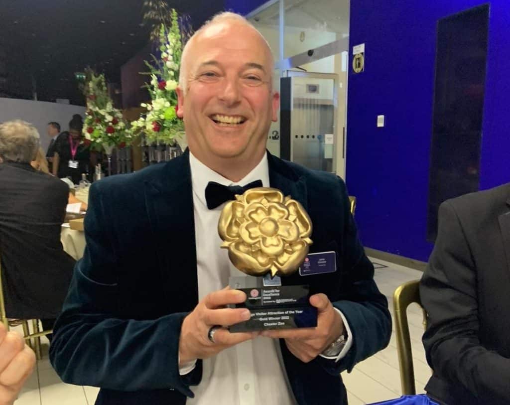 chester zoo chester zoo's ceo, jamie christon, picks up top award at the visitengland excellence awards 2022
